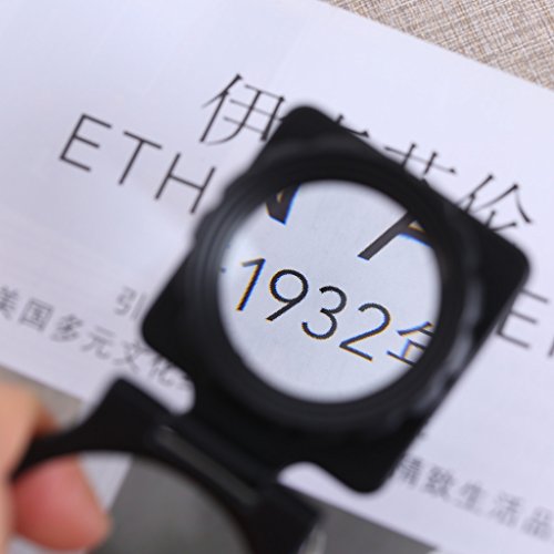 Lupa Bolsillo 20X Tela Escala de la medida Cuentahilos Metal (negro) Plegable en Tres Partes Lupa