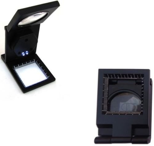 Lupa cuenta hilos 10x de aumento con luz led cuerpo metalico guia de medición