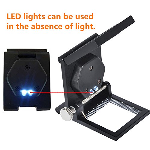 Lupa de Tela - Delaman LED 10X Lente Pliegue Soporte Tela de Tela Lupa Cuadrada Lupa de Aumento Joyero Herramienta