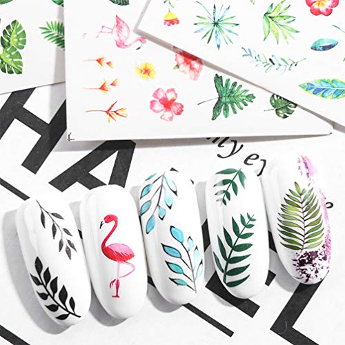 Lurrose 29 hojas de pegatinas de arte de uñas set hojas y flores transferencia de agua autoadhesivas calcomanías de uñas arte diy nail art tattoo manicure para niñas mujeres