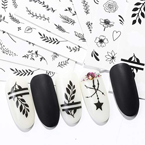 Lurrose 29 hojas de pegatinas de arte de uñas set hojas y flores transferencia de agua autoadhesivas calcomanías de uñas arte diy nail art tattoo manicure para niñas mujeres