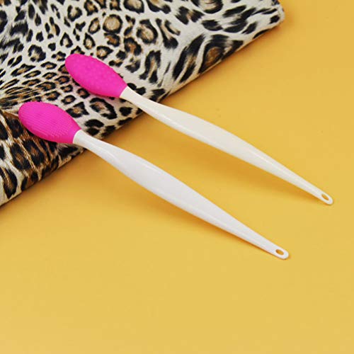 Lurrose 3pcs 2-1 Cepillo de labios exfoliante de silicona de doble cara, Cepillo facial removedor de espinilla Limpiador de nariz Limpiador de masajeador Facial