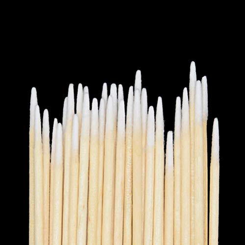 Lurrose 400pcs Cabeza puntiaguda Algodón de madera Bastoncillos Microblading Bastoncillo de algodón Maquillador Aplicador Joyas Palos limpios Brotes Consejos (2 tamaño: 7 y 10 cm)
