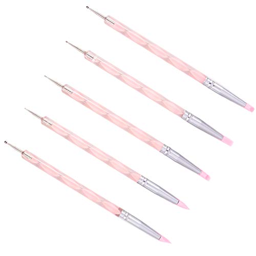 Lurrose 5pcs nail art pens kit herramientas de uñas pinceles dibujo flor dotting pen kit de herramientas de manicura nail art tools