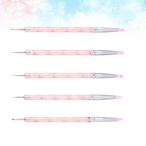 Lurrose 5pcs nail art pens kit herramientas de uñas pinceles dibujo flor dotting pen kit de herramientas de manicura nail art tools