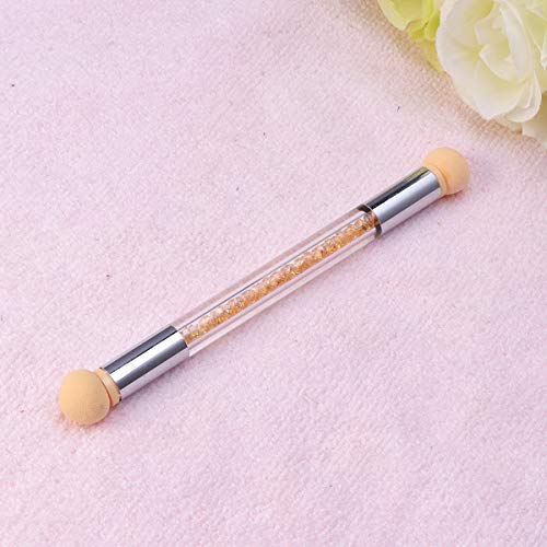 Lurrose Doble cabeza Nail Art Color Gradient Sponge Pen Brillante Rhinestone Mango Nail Art Brush con 4 cabezas de repuesto (amarillo)