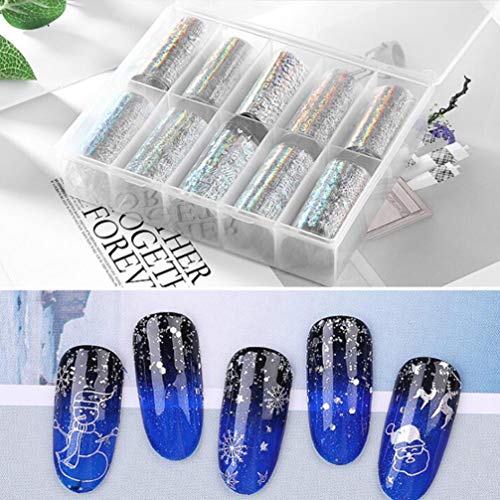 Lurrose lámina de uñas de navidad 30 rollos holográficos pegatinas de transferencia de láminas de uñas hermosas calcomanías de manicura de navidad para mujeres niñas