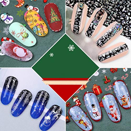 Lurrose lámina de uñas de navidad 30 rollos holográficos pegatinas de transferencia de láminas de uñas hermosas calcomanías de manicura de navidad para mujeres niñas
