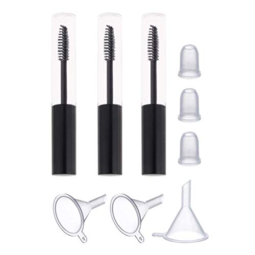 Lurrose Lurrose 3pcs Tubo de rímel vacío con varita de pestañas y 3 piezas de embudo Conjunto rímel rímel envase de crema de pestañas envase contenedor con tapa,10ml