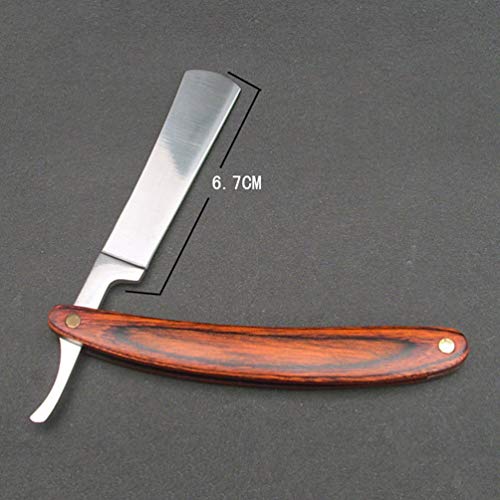 Lurrose Navaja de corte de garganta, Barbero Estilo Navaja Corte la Garganta Maquinilla de afeitar manual Navaja plegable con mango de madera