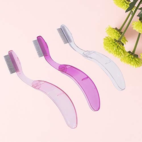 Lurrose Plegador de pestañas Plegable Dientes de metal Mango de plástico Peine de cejas Maquillaje Pincel Belleza Herramienta 1pc (Color aleatorio)