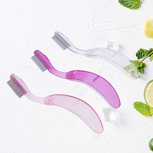 Lurrose Plegador de pestañas Plegable Dientes de metal Mango de plástico Peine de cejas Maquillaje Pincel Belleza Herramienta 1pc (Color aleatorio)