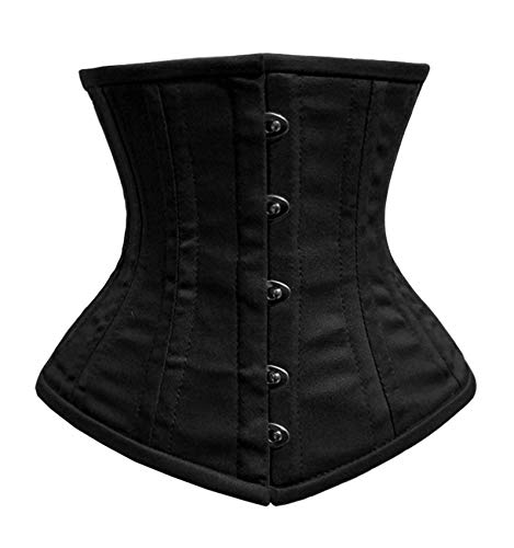 luvsecretlingerie Mujer 26 Acero Steampunk gótico Waist Trainer algodón Corsé de Underbust Cintura Waist Cincher Shaper Bustier #8079-L