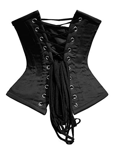 luvsecretlingerie Mujer 26 Acero Steampunk gótico Waist Trainer algodón Corsé de Underbust Cintura Waist Cincher Shaper Bustier #8079-L