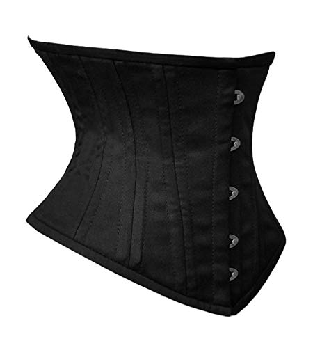 luvsecretlingerie Mujer 26 Acero Steampunk gótico Waist Trainer algodón Corsé de Underbust Cintura Waist Cincher Shaper Bustier #8802