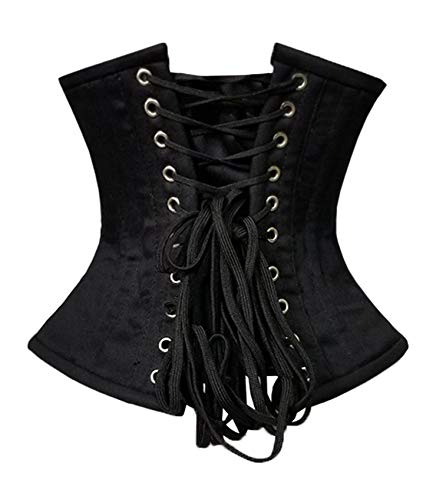 luvsecretlingerie Mujer 26 Acero Steampunk gótico Waist Trainer algodón Corsé de Underbust Cintura Waist Cincher Shaper Bustier #8802