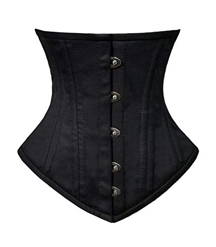 luvsecretlingerie Mujer 26 Acero Steampunk gótico Waist Trainer algodón Corsé de Underbust Cintura Waist Cincher Shaper Bustier #8802