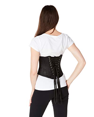 luvsecretlingerie Mujer 26 Acero Steampunk gótico Waist Trainer satén Corsé de Underbust Cintura Waist Cincher Shaper Bustier #8520-S