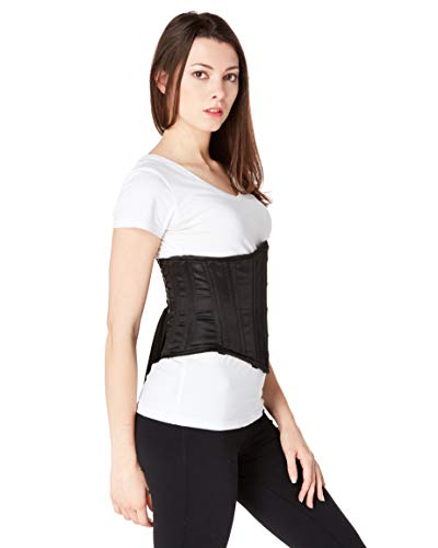 luvsecretlingerie Mujer 26 Acero Steampunk gótico Waist Trainer satén Corsé de Underbust Cintura Waist Cincher Shaper Bustier #8520-S
