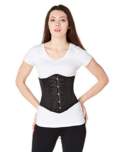 luvsecretlingerie Mujer 26 Acero Steampunk gótico Waist Trainer satén Corsé de Underbust Cintura Waist Cincher Shaper Bustier #8520-S