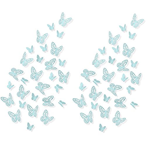 Luxbon 100pcs 3D Decorativas Pegatinas de Pared de la Mariposa 2 Tamaños DIY Mural Decalques Papel Arte Artesanía Inicio Decoración (Verde Claro)