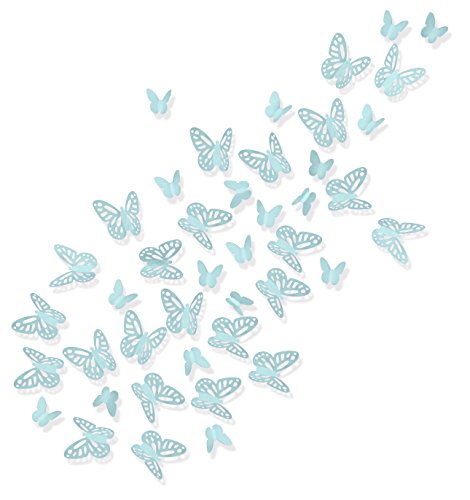 Luxbon 100pcs 3D Decorativas Pegatinas de Pared de la Mariposa 2 Tamaños DIY Mural Decalques Papel Arte Artesanía Inicio Decoración (Verde Claro)