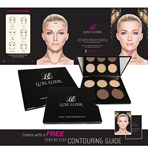 Luxe Elixir Kit Contorno Polvo- La mejor Bronzing Polvo Y Contorno Paleta para Impecable Resaltar Y Contouring - Incluye guía de contorno paso a paso