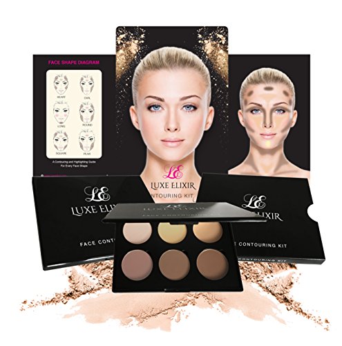 Luxe Elixir Kit Contorno Polvo- La mejor Bronzing Polvo Y Contorno Paleta para Impecable Resaltar Y Contouring - Incluye guía de contorno paso a paso
