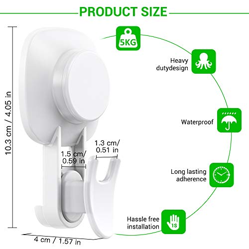 Luxear Ganchos de succión Ganchos de Ventosa de vacío Fuertes Ganchos de plástico extraíbles sin Taladro Gancho de succión Fuerte Sujeta hasta 5 kg Gancho de succión de baño de Cocina