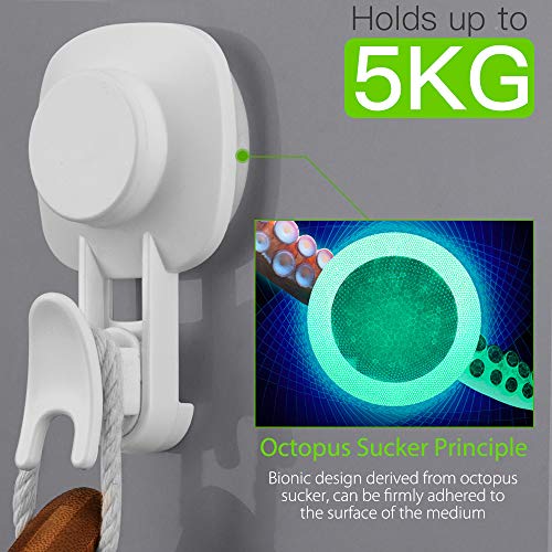 Luxear Ganchos de succión Ganchos de Ventosa de vacío Fuertes Ganchos de plástico extraíbles sin Taladro Gancho de succión Fuerte Sujeta hasta 5 kg Gancho de succión de baño de Cocina