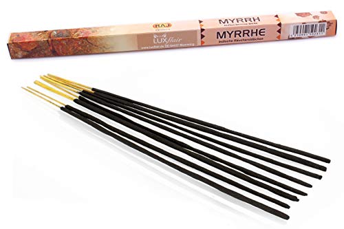 Luxflair Myrhe - Varillas de incienso (tamaño XL, 10 paquetes de 8 varillas de incienso, 80 unidades, larga duración de combustión de aproximadamente 45 min)