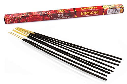 Luxflair Premium - Varillas de incienso (cereza/cereza), juego XL con 10 paquetes de 8 varillas de incienso (80 unidades), larga duración de combustión de aprox. 45 min