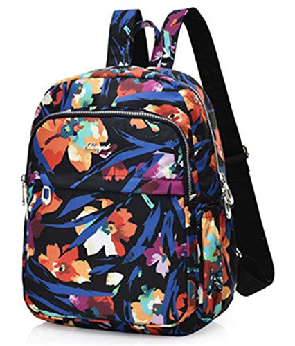 LUXIAO 2018 Nueva moda de color salvaje flor de impresión a prueba de agua de gran capacidad de la mochila de las mujeres (6)
