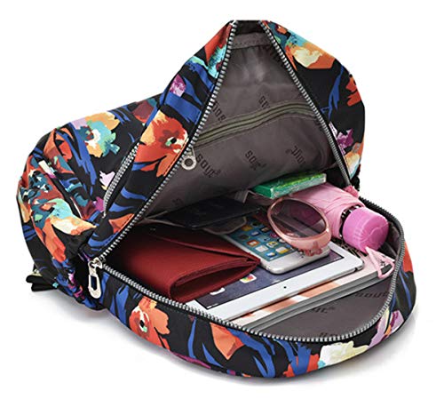 LUXIAO 2018 Nueva moda de color salvaje flor de impresión a prueba de agua de gran capacidad de la mochila de las mujeres (6)