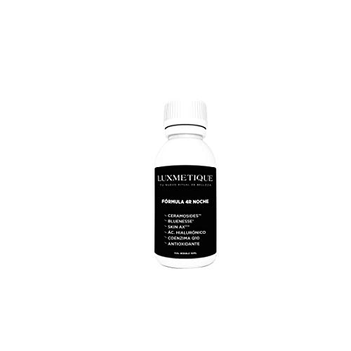 Luxmetique Fórmula 4R Noche - nutricosmético para el cuidado y rejuvecimiento de la piel a base de Extractos de Melisa, Granada, Ácido Hialurónico y Ceramosides. 450 ml - 15 viales de 30 ml