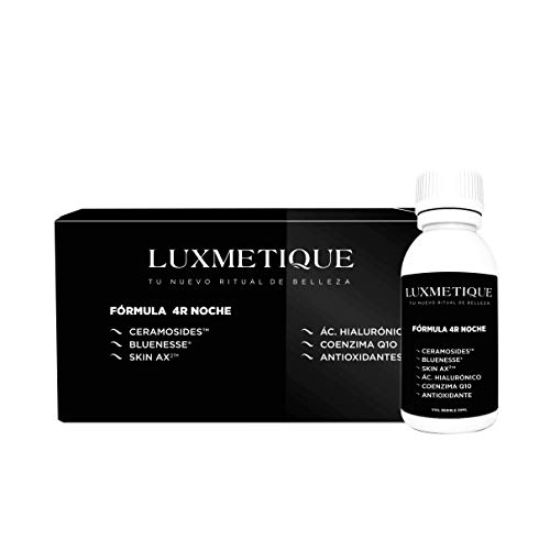 Luxmetique Fórmula 4R Noche - nutricosmético para el cuidado y rejuvecimiento de la piel a base de Extractos de Melisa, Granada, Ácido Hialurónico y Ceramosides. 450 ml - 15 viales de 30 ml