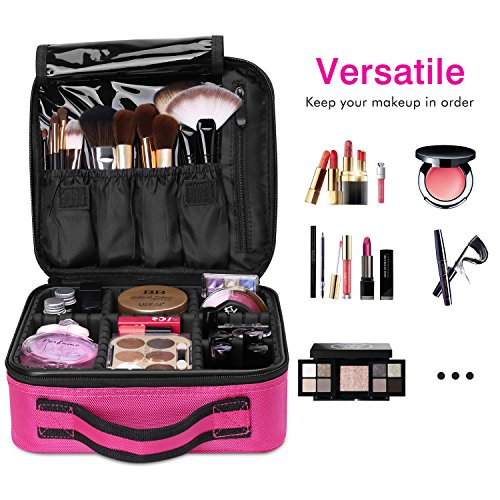 Luxspire Portátil Bolsa Cosmetica, Bolsa de neceser con gran capacidad y diseño divisible, Bolso de organizador maquillaje en viaje, Almacenamiento de Maquillaje Cosmético, Neceseres de viaje, Burdeos