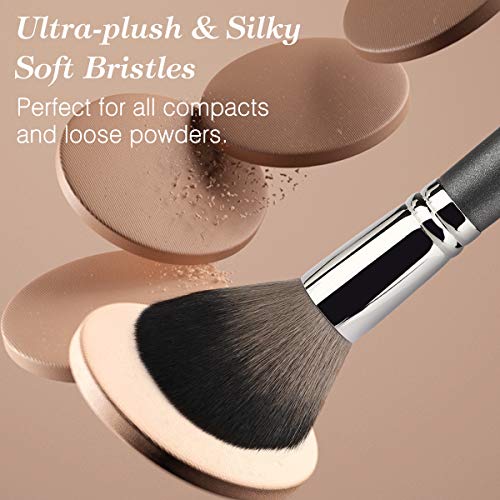 Luxspire Professional Highlighter Makeup Brush, Wooden Handle Premium Synthetic Kabuki Contouring Face Powder Brush Cosmetics Make Up Tool - Negro