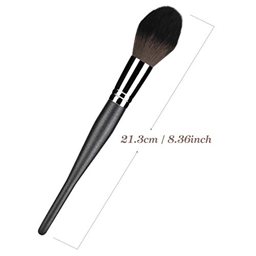 Luxspire Professional Highlighter Makeup Brush, Wooden Handle Premium Synthetic Kabuki Contouring Face Powder Brush Cosmetics Make Up Tool - Negro