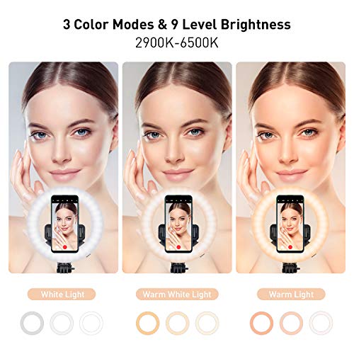 Luz de Anillo Led con Trípode, WACCET 6" LED Luz del Anillo con 3 Colores 9 Brillos Control Remoto, LED Ring Light para Youtube Transmisión en Vivo Maquillaje Selfie Fotografía Tiktok