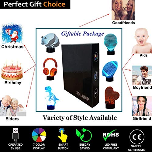 Luz De Ilusión 3D Luz De Noche Led Caparazón De Caracol Lámpara De Mesa Interruptor Táctil De 7 Colores Luz De Humor Decoración Hogareña Regalos De Cumpleaños Para Niños R-154