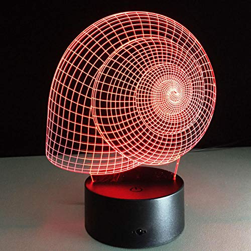 Luz De Ilusión 3D Luz De Noche Led Caparazón De Caracol Lámpara De Mesa Interruptor Táctil De 7 Colores Luz De Humor Decoración Hogareña Regalos De Cumpleaños Para Niños R-154