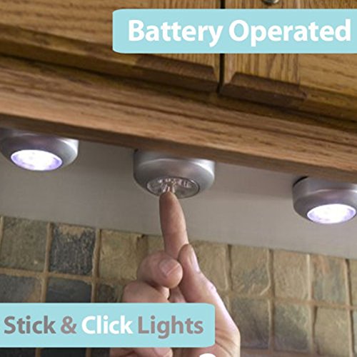 Luz LED redonda, con 3 LED, para pegar en superficies, 6 unidades, luz blanca, de la marca Pixnor