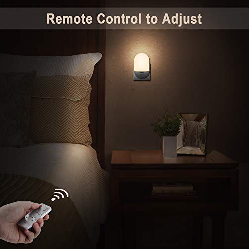 Luz Nocturna Infantil OMERIL Luz Quitamiedos con Control Remoto, Función de Temporización y 3 Brillo Ajustable, Luz Noche Enchufe para Habitación Bebé, Dormitorio, Sala, Garaje, Baño, Pasillos