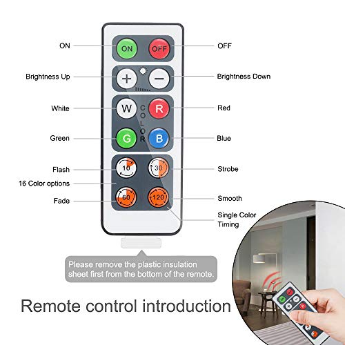 Luz Nocturna LED Luz de Noche Luz de Armario Inalámbrica LED Bawoo 6PCS Lámpara de Cocina LED 5 Perlas Lámpara Adhesiva Multicolor con 2 Control Remoto Vitrina Armario Pasillo Casa