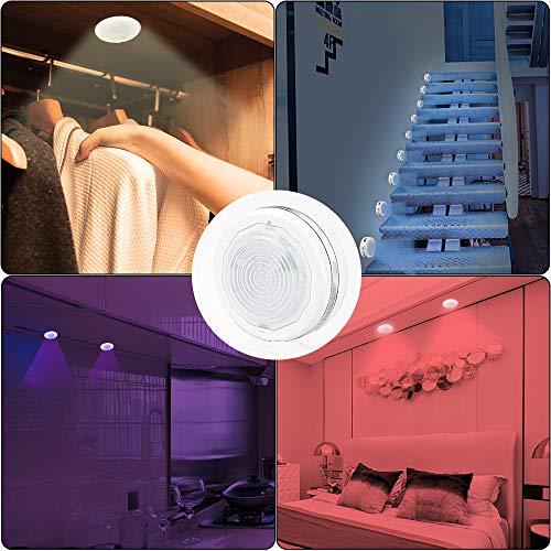 Luz Nocturna LED Luz de Noche Luz de Armario Inalámbrica LED Bawoo 6PCS Lámpara de Cocina LED 5 Perlas Lámpara Adhesiva Multicolor con 2 Control Remoto Vitrina Armario Pasillo Casa