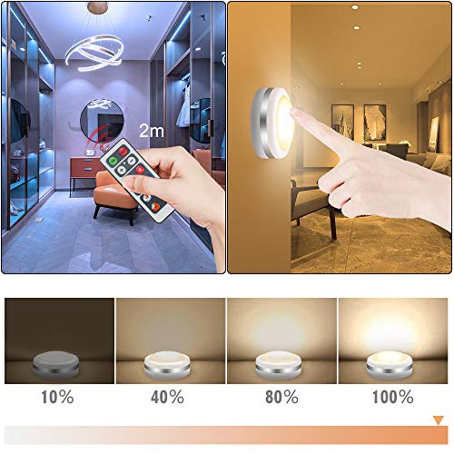 Luz Nocturna LED Luz de Noche Luz de Armario Inalámbrica LED Bawoo 6PCS Lámpara de Cocina LED 5 Perlas Lámpara Adhesiva Multicolor con 2 Control Remoto Vitrina Armario Pasillo Casa