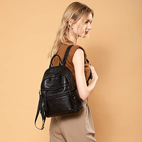 LWLW Mochila De Cuero para Mujer,Bolso De Ocio De Gran Capacidad,Bolso De Viaje,Bolso De Moda De Cuero Suave,Mochila De Piel De Vaca