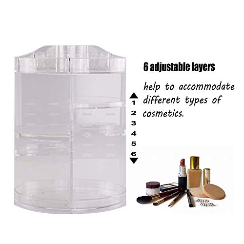 Lx-Top 360 Grados Giratorio Organizador de Maquillaje Más Grueso Almacenamiento de cosméticos Mejorado Y Novela Diseño Gran Capacidad con 6 Capas Ajustables Regalo de Bricolaje