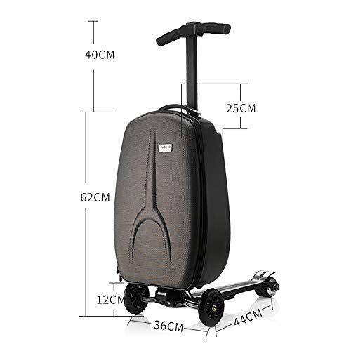 LYY La Maleta de la Vespa de 20 Pulgadas, Caja de embarque portátil con Varilla de tracción con Sistema de Frenos, Plegado rápido + Cuerpo de la Caja Puede ser reemplazada,Black
